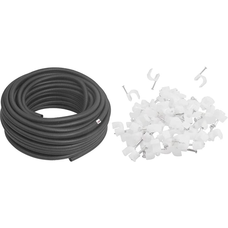 Abbasali Conduit Pipe Black 25Mm Plastic 23 Meter With 25Mm Cable Clip 25 Pcs
