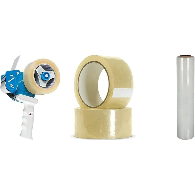 Abbasali Packaging Products Pack Including Tape Dispenser2Pcs Clear Tape 100Yards And Stretch Film