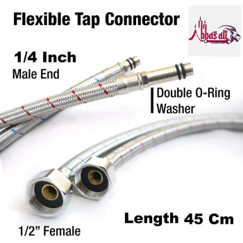 Abbasali Single Head Hose Flexi Pipes Tap Connector 2 Pieces60Cm