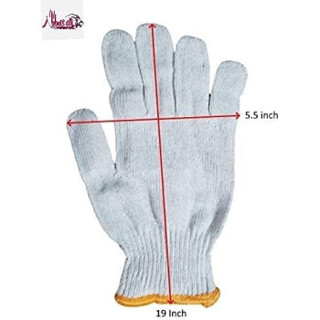 Abbasali Plain Gloves With Yellow Edge Washable Cotton Glove Protective Industrial Work Gloves 12 Pair