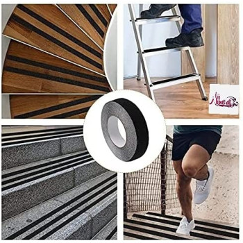 Abbasali 1Inch X 5 Mtr Grip Tape Heavy Duty Anti Slip Tape For Stairs Adhesive Traction Tread Staircases Grips Tape Black