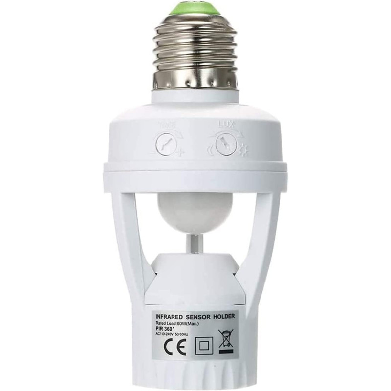 Abbasali E27 Motion Sensor Lamp Holder Pir Switch 360 Degrees Pir Plug Socket Led Bulb Light Sensor Lamp Holder 230Vac