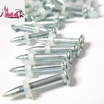 Abbasali Powder Actuated Systems Drive Pin Fastener Pin With Plastic Washer Washered Pins 100 Pack 38 Mm