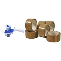 Abbasali Tape Dispenser With 6Pcs Brown Tape For Packing Uses