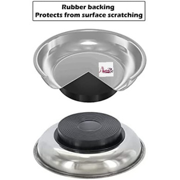 Abbasali Large Magnetic Parts Tray Nut And Bolt Round Stainless Steel Bowluseful For Screws Nails Wrenches Pins Etc.