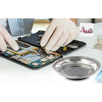 Abbasali Large Magnetic Parts Tray Nut And Bolt Round Stainless Steel Bowluseful For Screws Nails Wrenches Pins Etc.