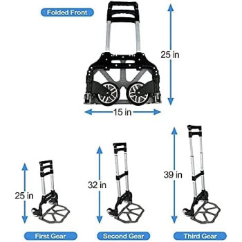 Abbasali Portable Folding Hand Truck Aluminium Luggage Trolley Cart And Dolly 175 Lbs Capacity With Black Bungee