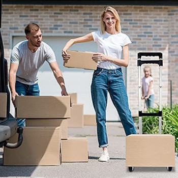 Abbasali Portable Folding Hand Truck Aluminium Luggage Trolley Cart And Dolly 175 Lbs Capacity With Black Bungee