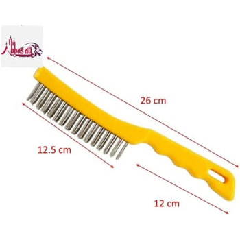 Abbasali Steel Wire Brush With Handle For Cleaning And Polishing Hard Or Metal Equipment Yellow