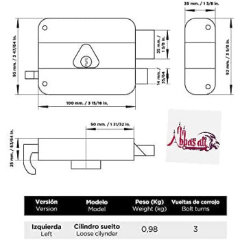 Abbasali Rim Lock With Cylinder Made In Turkey With 3 Years Guarantee