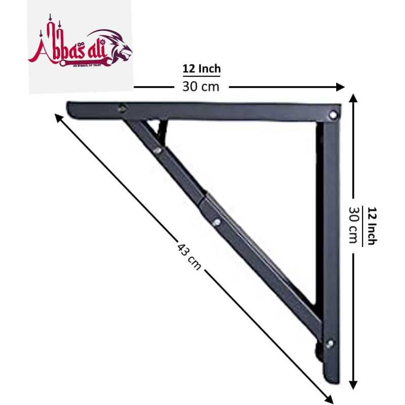 Abbasali Folding Shelf Brackets 2 Pcs 12 Inch Triangle Brackets With Screws Space Saving Max Load 154 Lbs 12 Inch