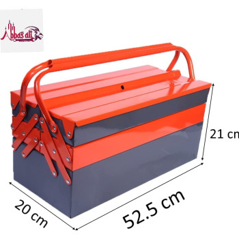 Abbasali 5 Compartment Double Handle Metal Tool Kit Box For Tools Tool Box For Home Company Workshop And Garage Orange And Grey