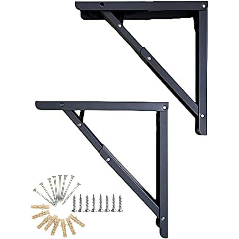 Abbasali Folding Shelf Brackets 2 Pcs 16 Inch With Screws Space Saving Max Load 198 Lbs 16 Inch