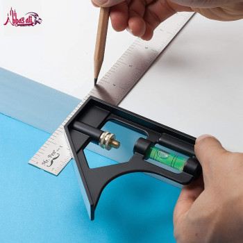 Abbasali Combination Square Tool High Precision Stainless Steel Scale Right With Bubble Level 300Mm 12 Inch