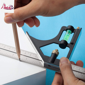 Abbasali Combination Square Tool High Precision Stainless Steel Scale Right With Bubble Level 300Mm 12 Inch