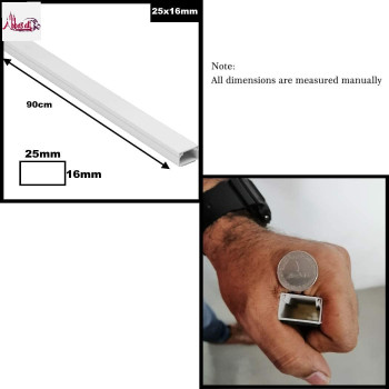 Abbasali 90Cm Square Cable Box Self Adhesive Pvc Trunking White Red Sticker Raceway To Hide Wires Pack Of 3 25X16Mm