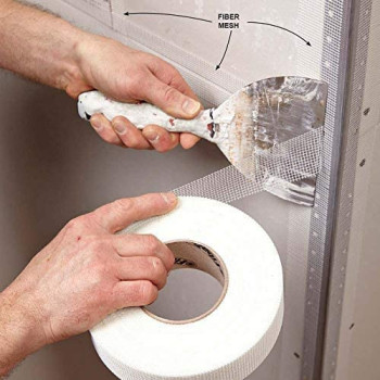 Abbasali 50Mm X 90Mtr Long Plasterboard Mesh Joint Scrim Drywall Fibre Glass Self Adhesive Wall Hole