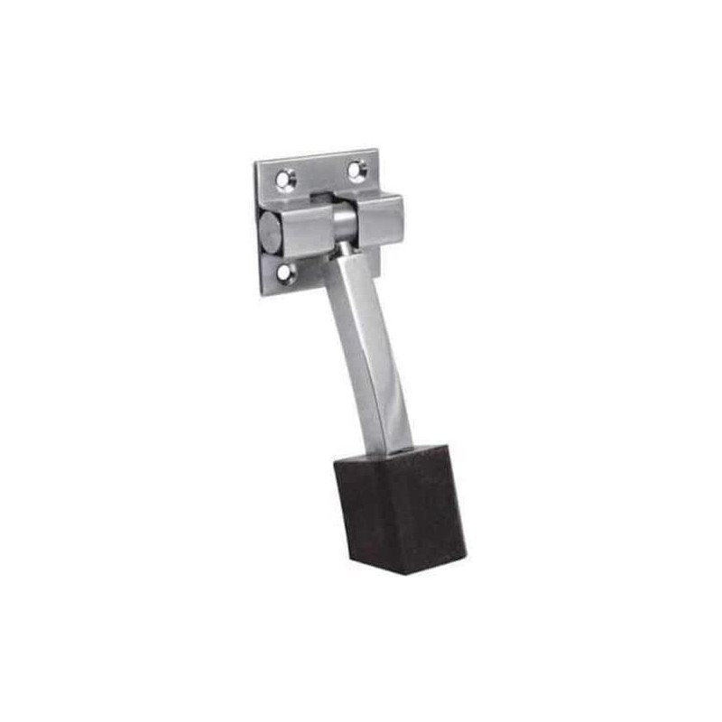 Abbasali Foldable Stainless Steel Heavy Duty Door Stopper Soft Rubber Foot Door Retainer Black Rubber