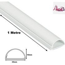 Abbasali 1 Meter White Floor Pvc Trunking With Self Adhesive Cover Paintable Cable Management Pack Of 3 10X35Mm White