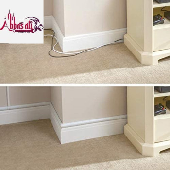 Abbasali 1 Meter White Floor Pvc Trunking With Self Adhesive Cover Paintable Cable Management Pack Of 3 10X35Mm White
