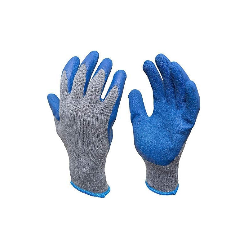 Abbasali Rubber Latex Double Coated Work Gloves With Grip Gloves Heavy Duty Cotton Blend Blue Uni Size 1 Pair