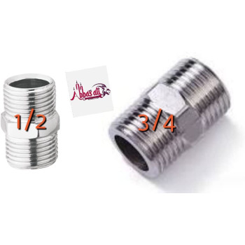 Abbasali 2Pcs Cp Hex Nipple Set Of 1 2 And 3 4 Inch For Connecting Water Pipes And Washing Machine Pipes