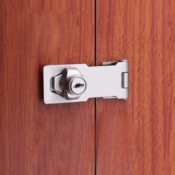 Abbasali Products U 9951 Twist Knob Keyed Locking Hasp For Small Doors Cabinets And More 4 X 1 5 8 Steel Chrome Plated