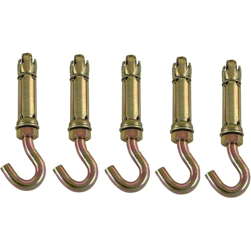 Abbasali High Strength Metal Sleeve Shield Closed Hook Eye Hookopen Hook Anchor Bolt Pack Of 5 Open Hook 6 Mm