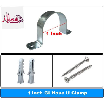 Abbasali Galvanized Gi U Clamps Fastener Hanger Pipe Clamps Clip With Screw And Gas Pipe 10 Pcs 1 Inch