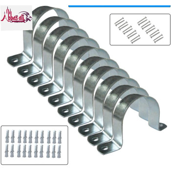 Abbasali Galvanized Gi U Clamps Fastener Hanger Pipe Clamps Clip With Screw And Plug And Gas Pipe 10 Pcs 2.1 2 Inch