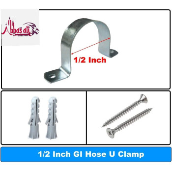 Abbasali Galvanized Gi U Clamps Fastener Hanger Pipe Clamps Clip With Screw And Fischer Gas Pipe 10 Pcs 1 2 Inch