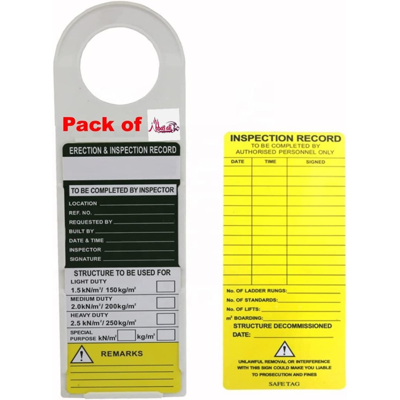 Abbasali Scaffolding Status Holder And Scaffolding And Construction Inspection Tags 11 3 4 Height 3 1 2 Width Pack Of 2