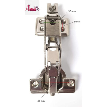 Abbasali 180 Degree Angle Heavy Duty Adjustable Stainless Steel Cabinet Door Concealed 2 Pair Half Overlay