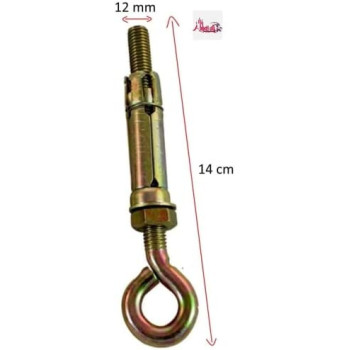 Abbasali High Strength Metal Sleeve Shield Closed Hook Eye HookOpen Hook Anchor Bolt Pack Of 5 Closed Hook 12 Mm