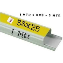 Abbasali Electrical Pvc Trunking With Sticker 90Cm Long 3 Pcs White Self Adhesive 38Mm X 25Mm 3 Mtr Pack