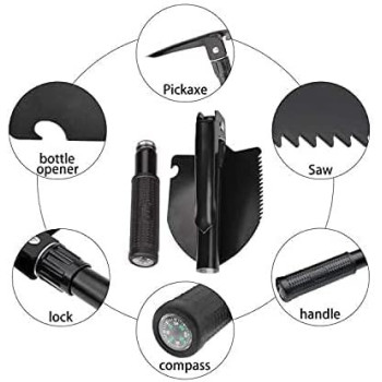 Abbasali Multipurpose Portable Military Folding Shovel With Carrying Pouch & Garage Lamppicnic Lamp For Picnic Spot