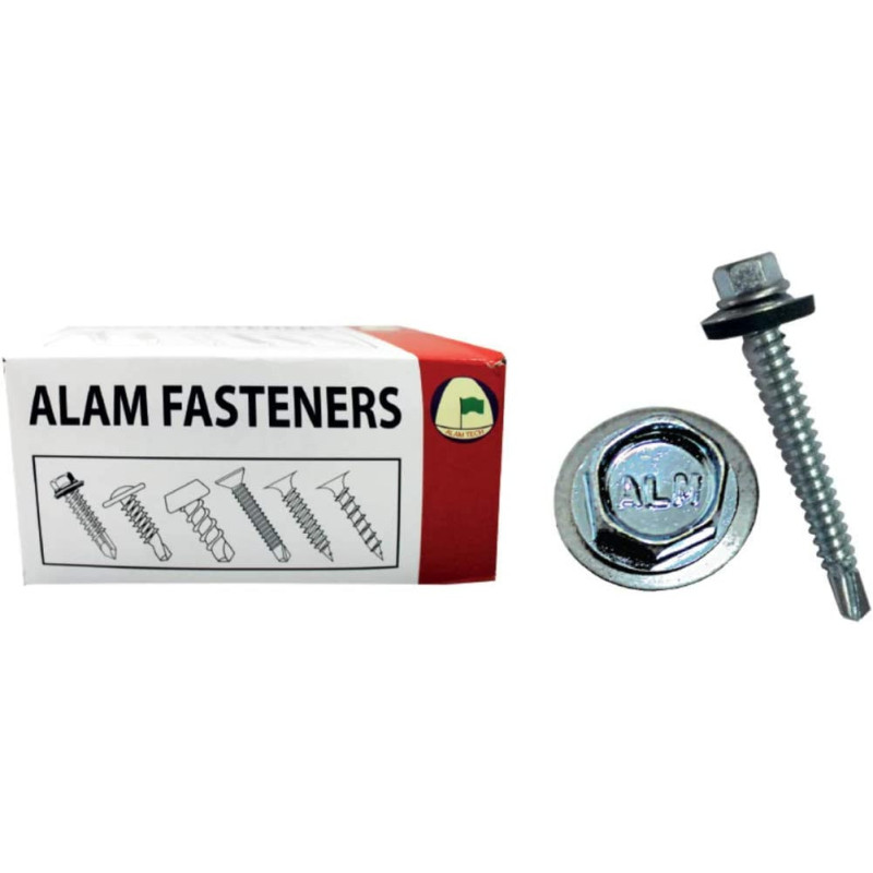 Alam Fasteners Self Drilling Screw Hex Washer Head Zinc Plated 1 Inch X 12 Made In Taiwan 1Pkt X 450 Pcs