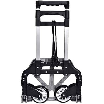 Abbasali Folding Hand Truck 180 Lb Capacity Heavy Duty Luggage Trolley Cart With Telescoping Handle And Rubber Wheels Black