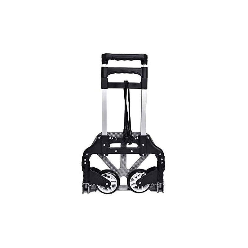 Abbasali Folding Hand Truck 180 Lb Capacity Heavy Duty Luggage Trolley Cart With Telescoping Handle And Rubber Wheels Black