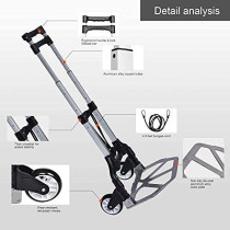 Abbasali Folding Hand Truck 180 Lb Capacity Heavy Duty Luggage Trolley Cart With Telescoping Handle And Rubber Wheels Black