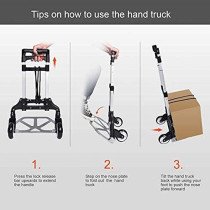 Abbasali Folding Hand Truck 180 Lb Capacity Heavy Duty Luggage Trolley Cart With Telescoping Handle And Rubber Wheels Black