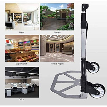 Abbasali Folding Hand Truck 180 Lb Capacity Heavy Duty Luggage Trolley Cart With Telescoping Handle And Rubber Wheels Black