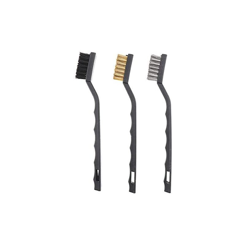 Abbasali Stainless Steel Mini Wire Nylon Brass Brush Set For Cleaning3 Pieces