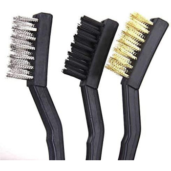 Abbasali Stainless Steel Mini Wire Nylon Brass Brush Set For Cleaning3 Pieces