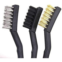 Abbasali Stainless Steel Mini Wire Nylon Brass Brush Set For Cleaning3 Pieces
