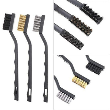 Abbasali Stainless Steel Mini Wire Nylon Brass Brush Set For Cleaning3 Pieces