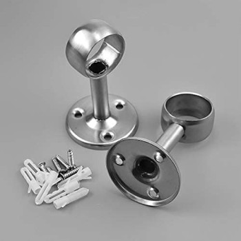 Abbasali 2 Pack Stainless Steel Closet Pole Sockets Heavy Duty Closet Rod End Supports Flange Rod Socket Kit 3 4 Inch