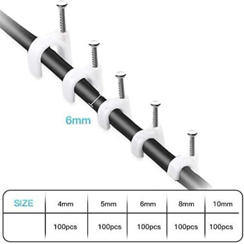 Abbasali Cable Plastic Round Wire Clips Holder With Steel Nails500 Pieces