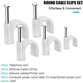 Abbasali Cable Plastic Round Wire Clips Holder With Steel Nails500 Pieces