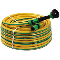 Abbasali Garden Water Hose Reinforced 1/2 Inch 50 Meter With Garden Shower And Reducers, Yellow